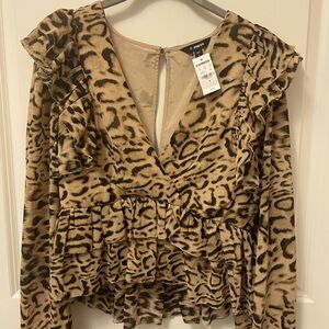Adorable Sexy Leopard Ruffle Top